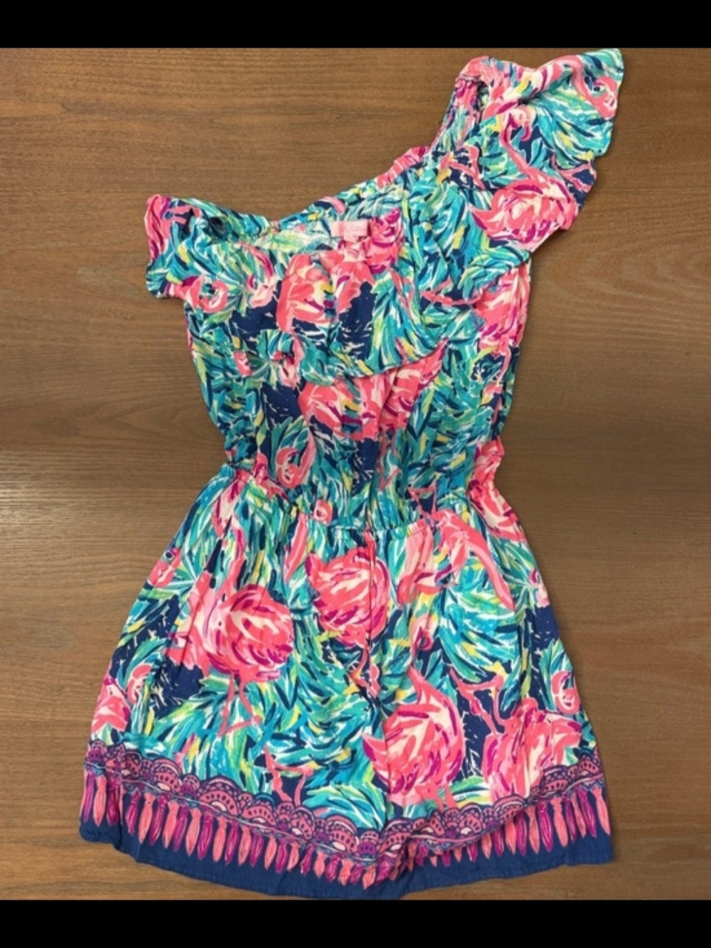 Lilly Pulitzer, one shoulder Rhett romper dress
